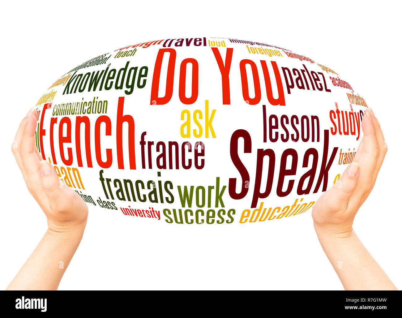 Do You Speak French word cloud hand sphere concept on white background Stock Photo Alamy