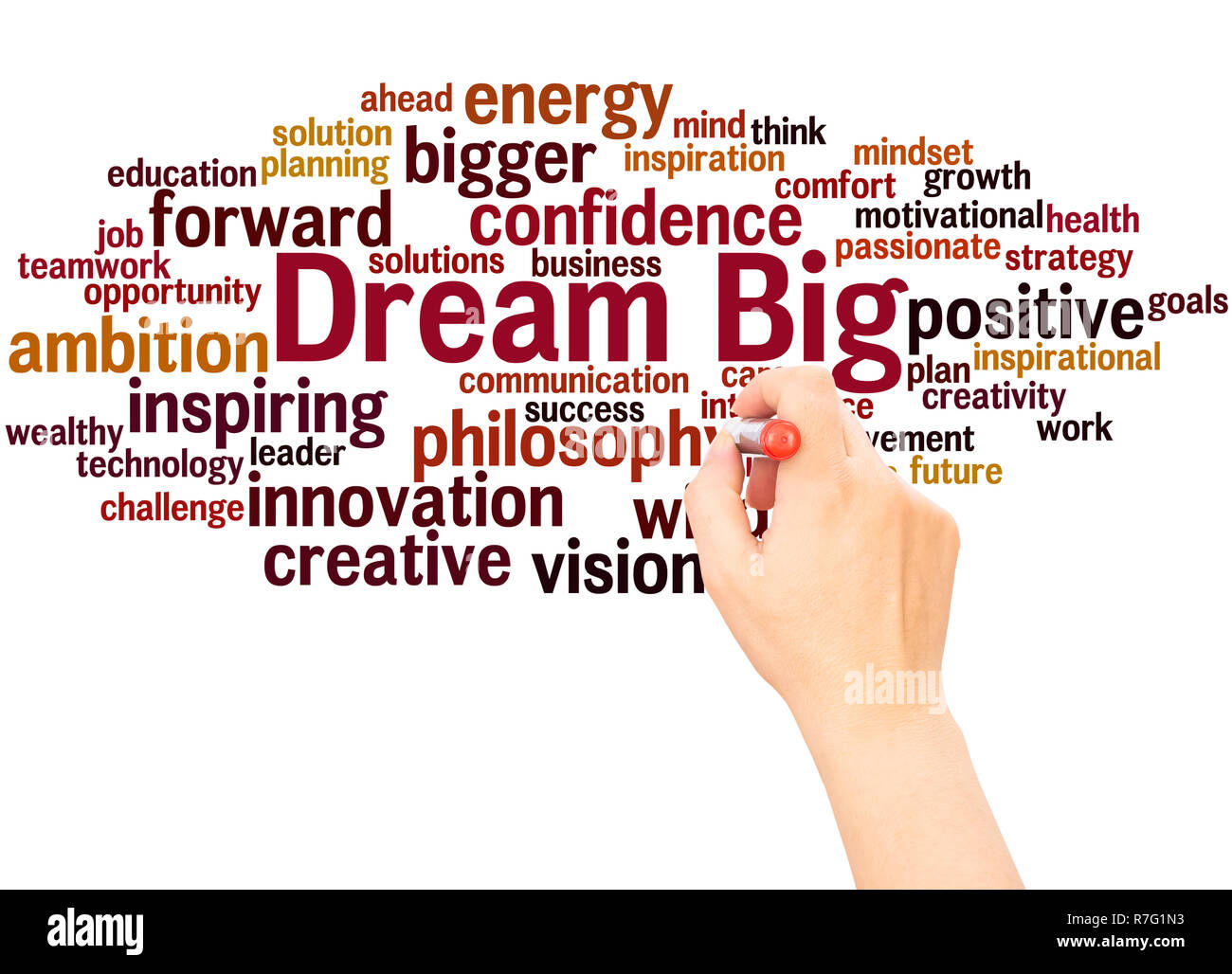 Dream Big word cloud hand writing concept on white background Stock ...