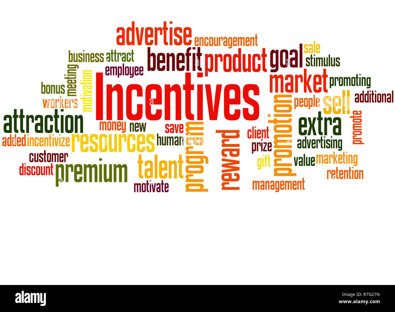 Incentives word cloud hand writing concept on white background Stock