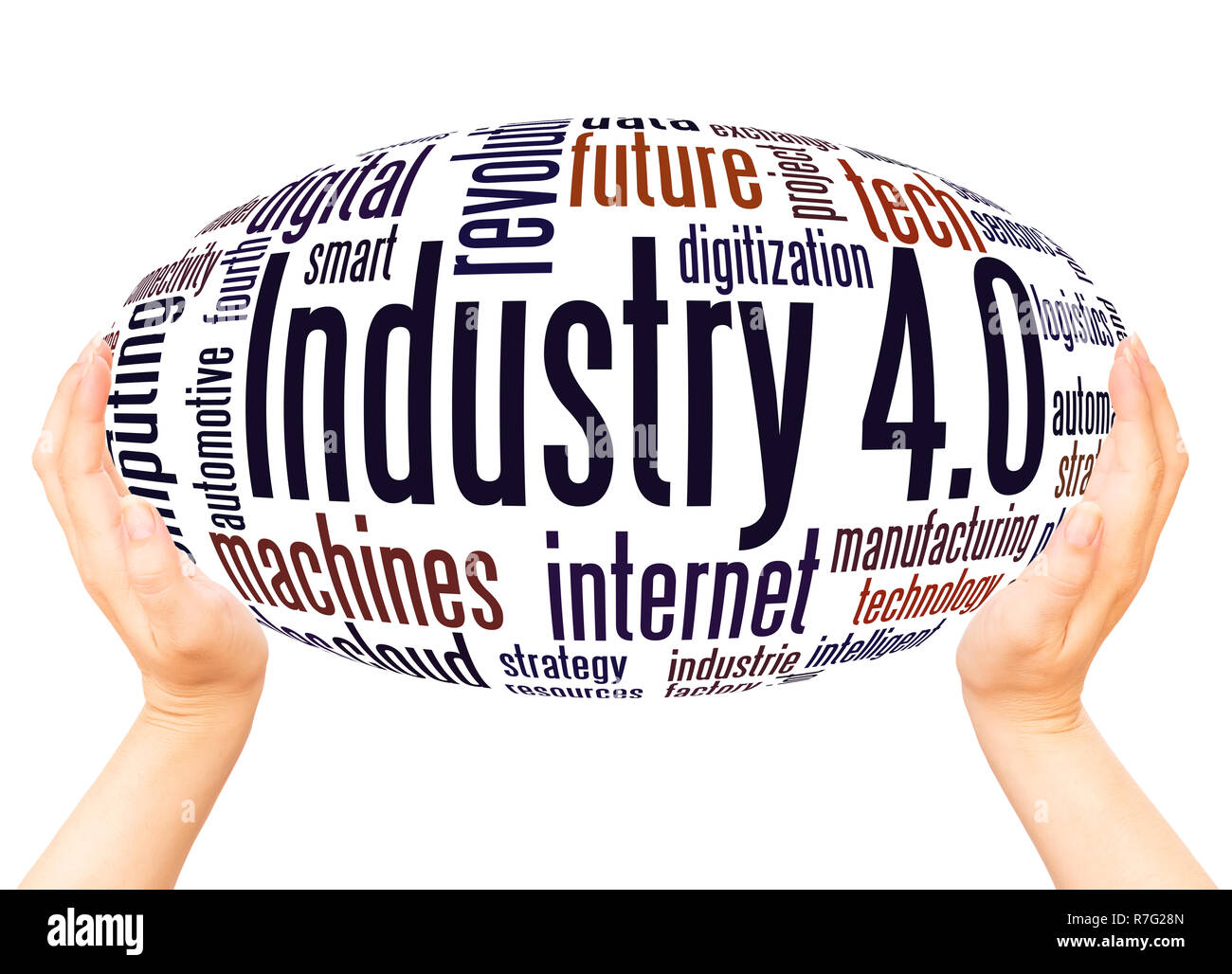 Industry 4.0 word cloud hand sphere concept on white background Stock ...