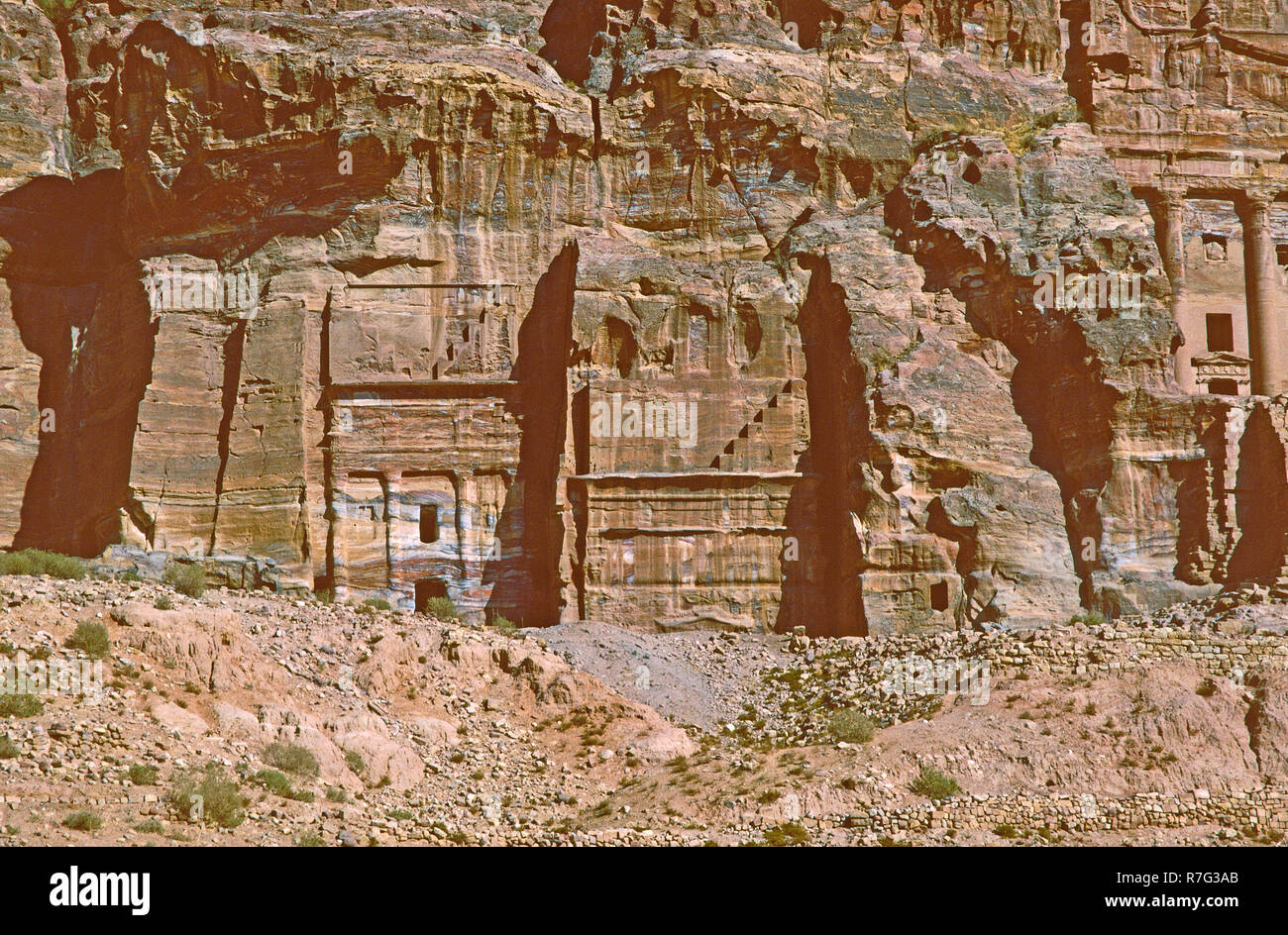 Jordan Petra Royal Tombs on the Jebel Khubtha Carved Face out of Jebel ...