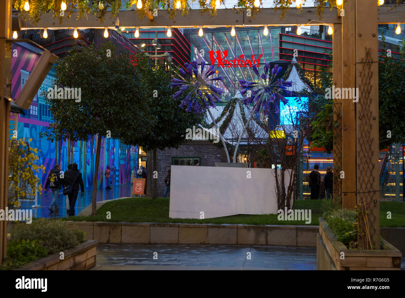 Westfield shopping centre, mall, christmas decorations, stratford, london, uk Stock Photo