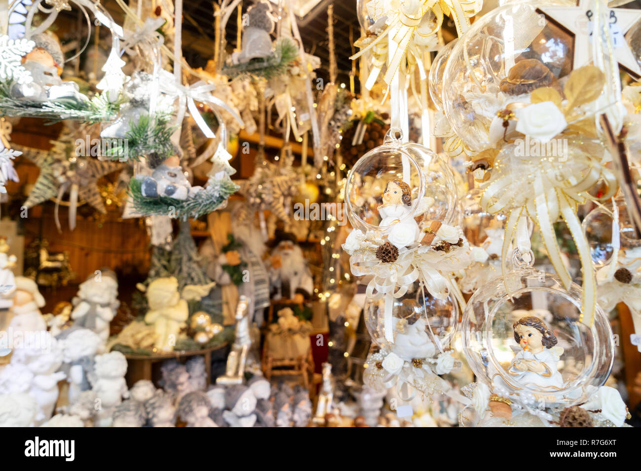 Christmas market kiosk details Stock Photo Alamy