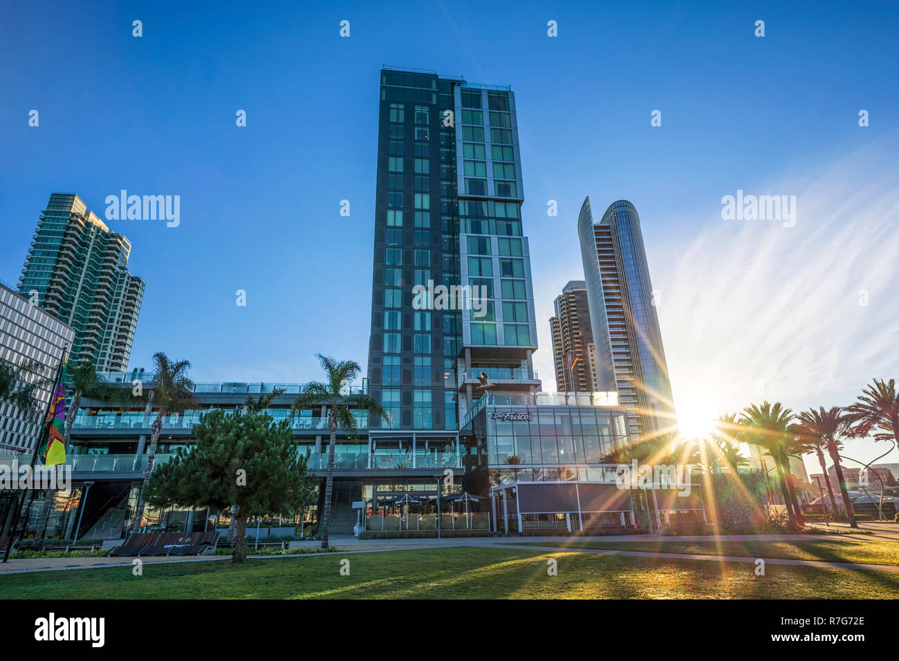 Downtown San Diego, California, USA. View of the Intercontinental San Diego hotel in the early morning. Stock Photo