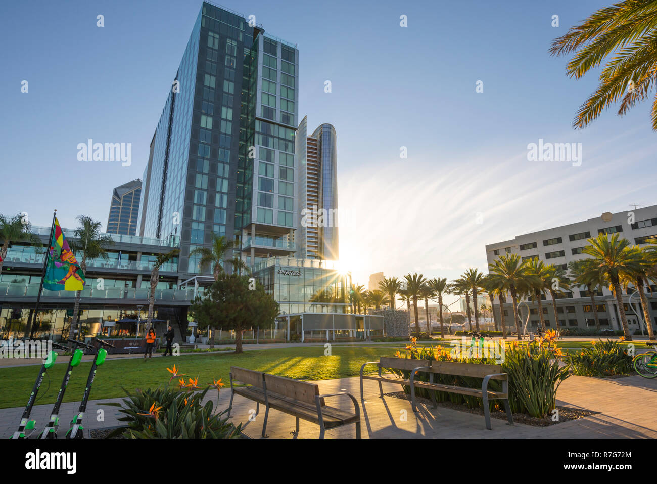Downtown San Diego, California, USA. View of the Intercontinental San Diego hotel in the early morning. Stock Photo
