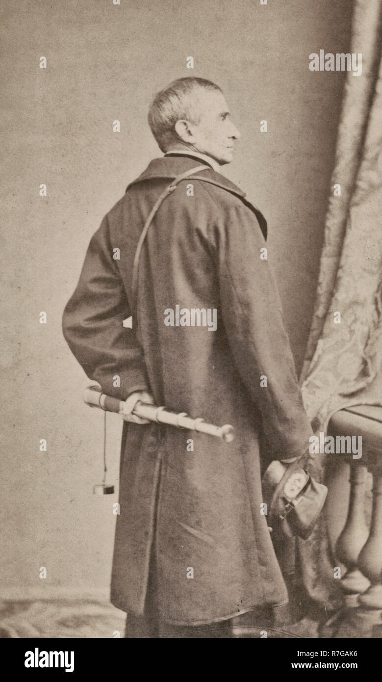 Major General Robert Anderson of General Staff Regular Army Infantry in uniform with telescope, circa 1863 Stock Photo