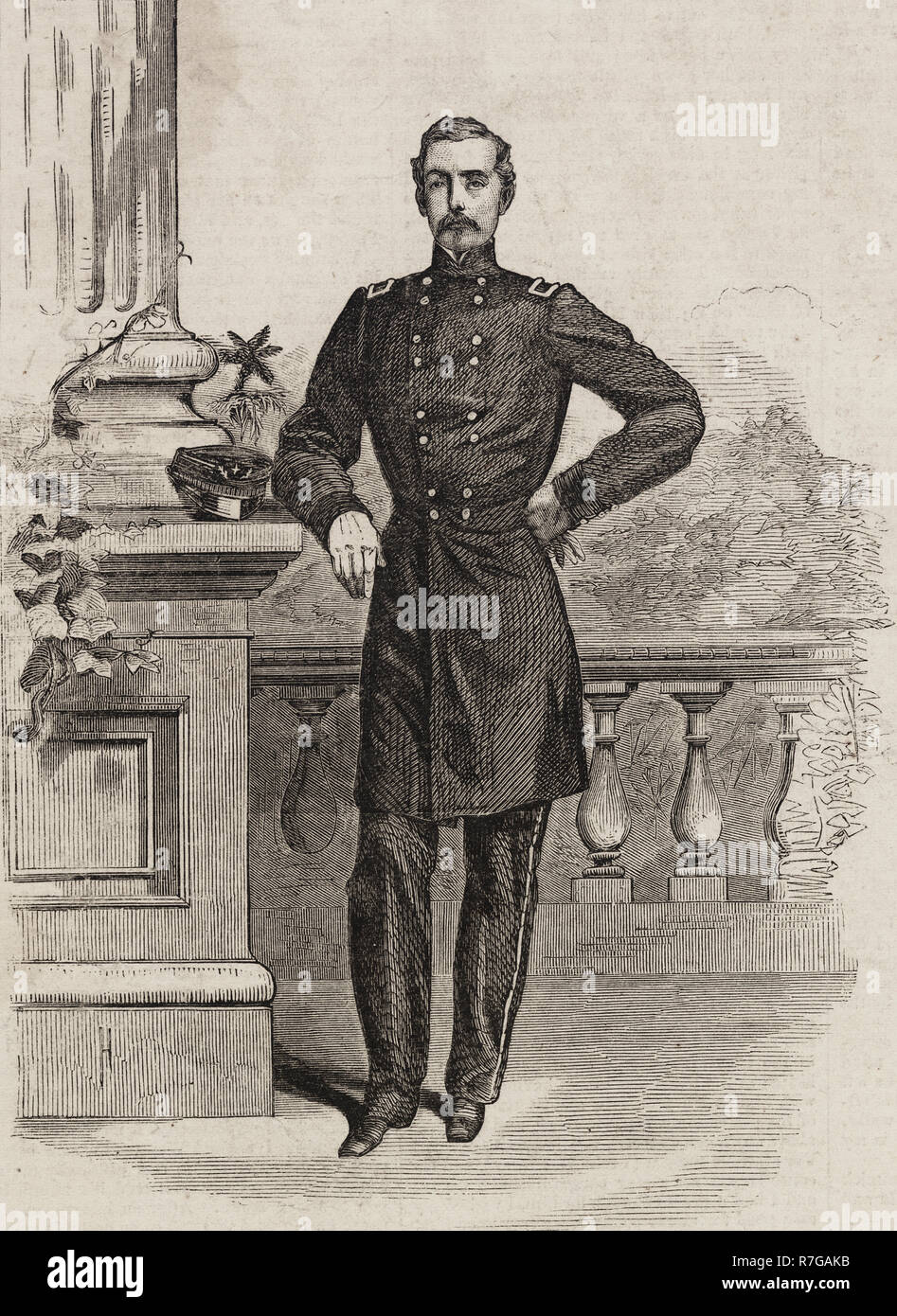 Pierre Gustave Toutant Beauregard, full-length portrait, standing, facing front, wearing uniform, circa 1861 Stock Photo