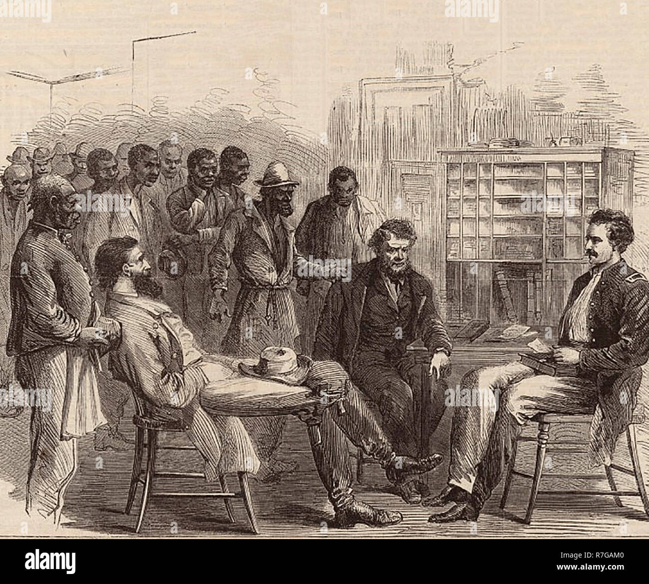 Office of the Freedmen's Bureau, Memphis, Tennessee, circa 1866 Stock Photo