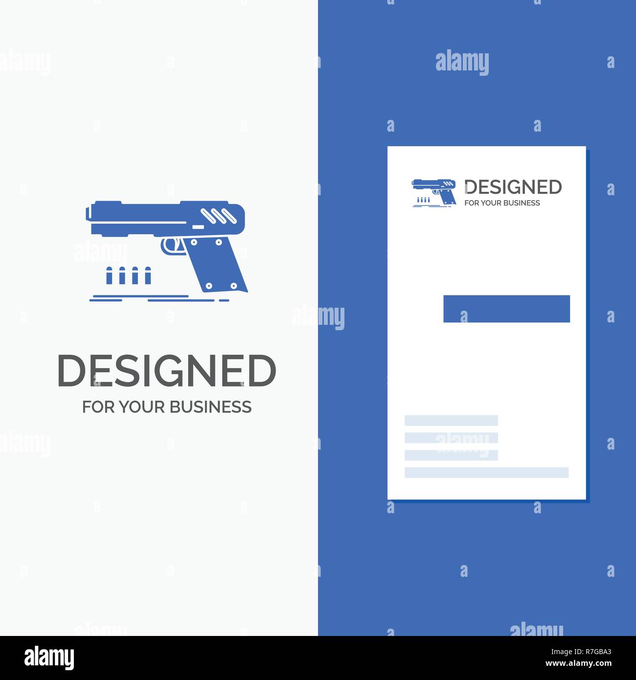 Business Logo for gun, handgun, pistol, shooter, weapon. Vertical Blue