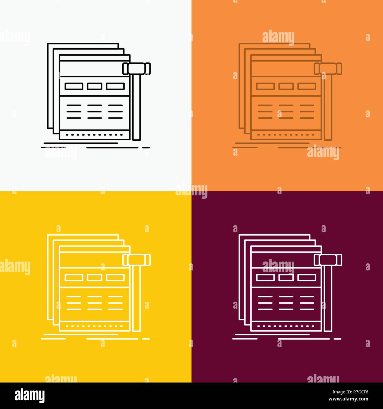 Internet Page Web Webpage Wireframe Icon Over Various
