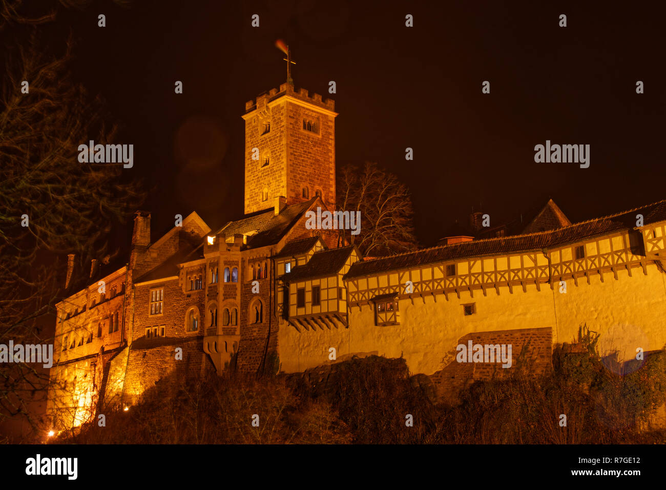 castle Wartburg by night Stock Photo - Alamy