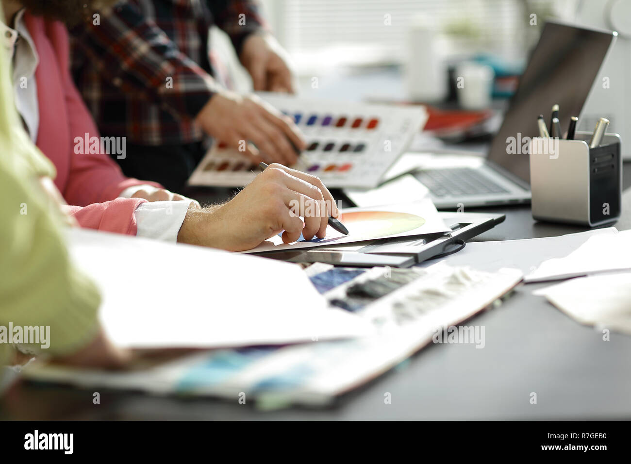 close up.fashion designer working with color palette Stock Photo