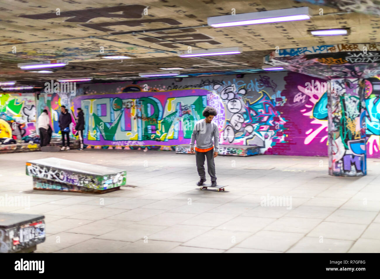 Southbank Undercroft skatepark decorated in graffiti amd London. UK Stock Photo Alamy