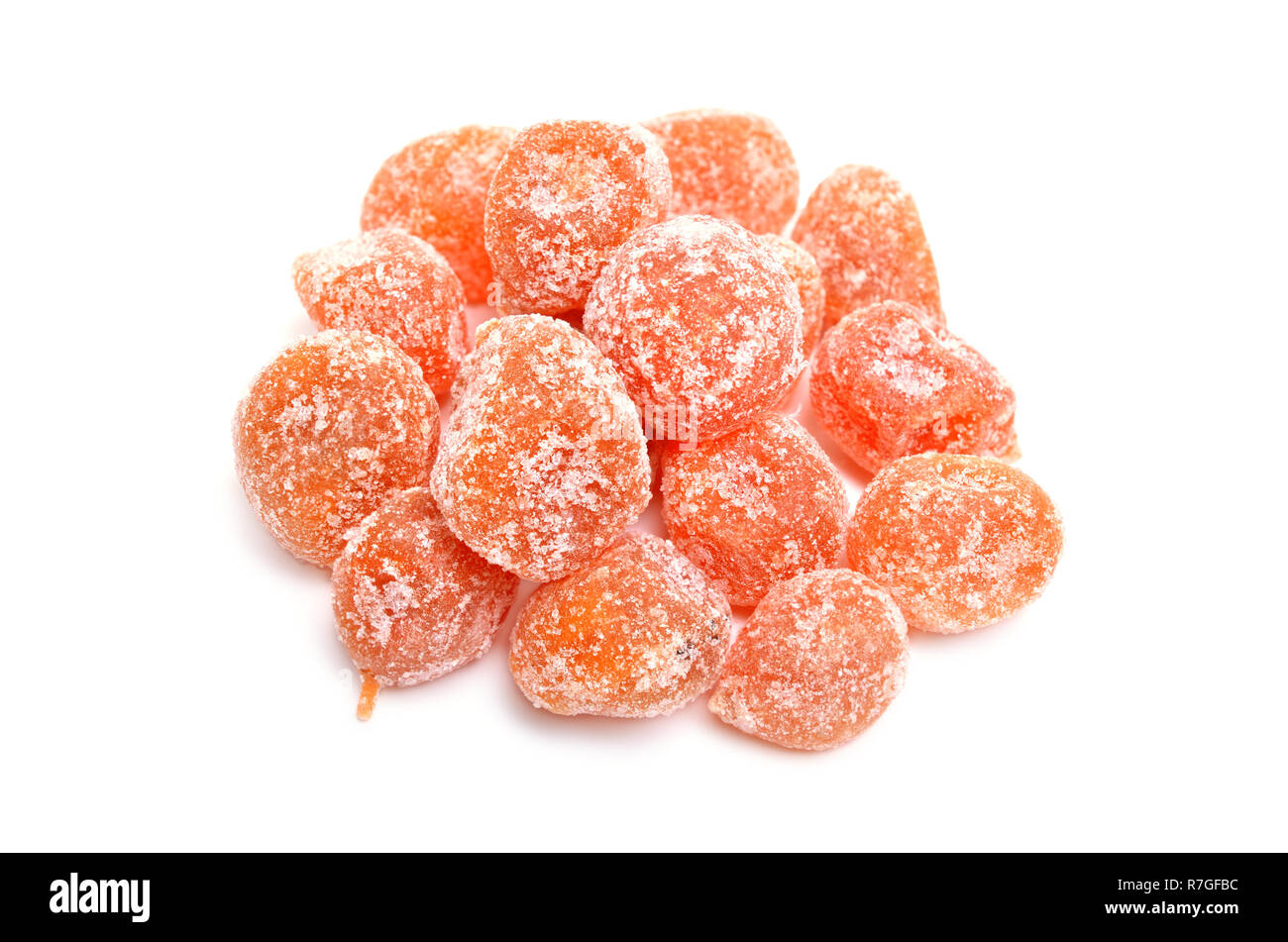 Dried Kumquats or cumquats. Isolated on white background Stock Photo