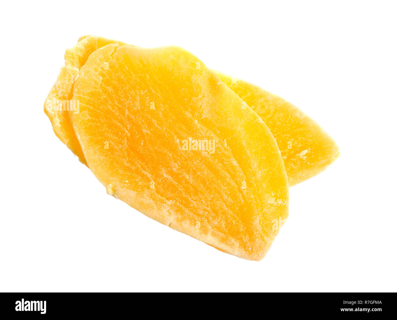 Dried slices mango isolated on white background. Stock Photo