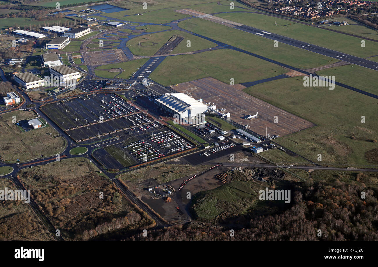 aerial view of Doncaster Sheffield Airport, UK Stock Photo