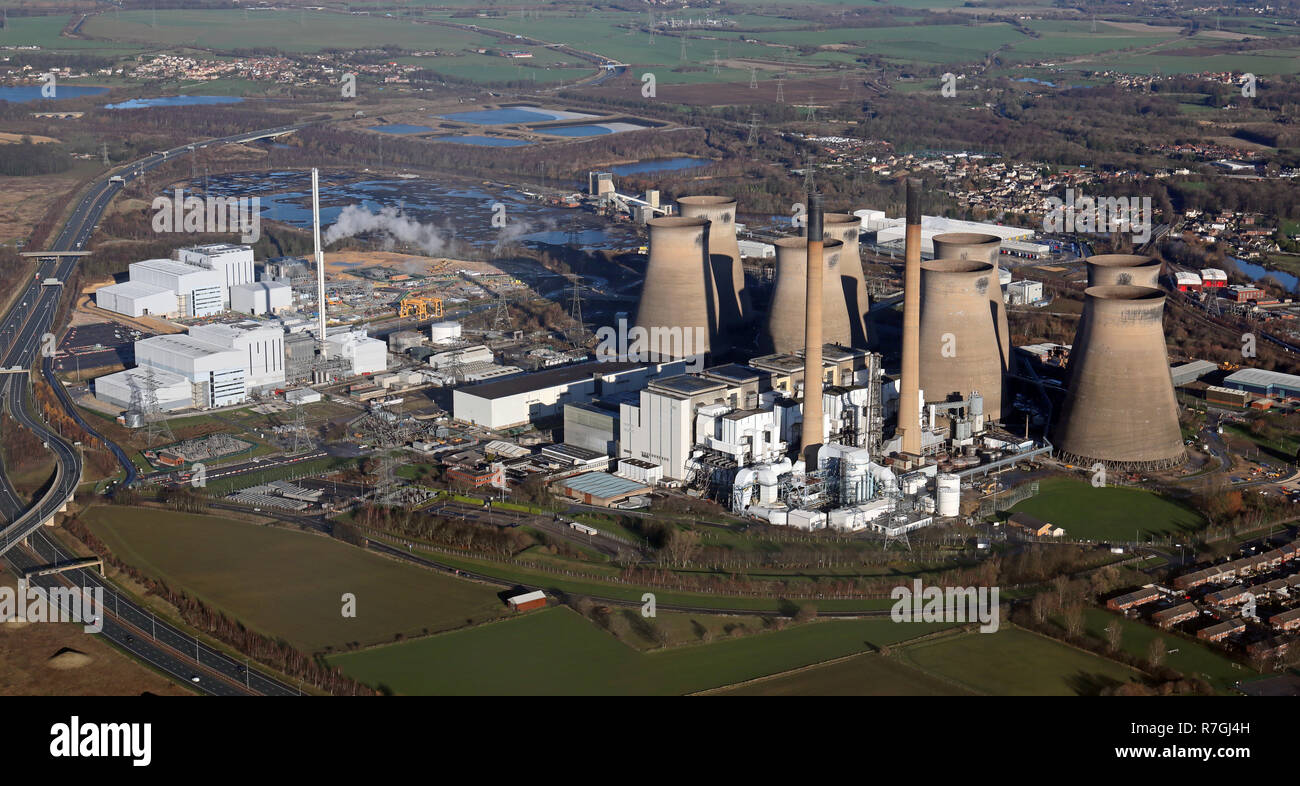 aerial view of Ferrybridge Power Station near Knottingley, West Yorkshire Stock Photo