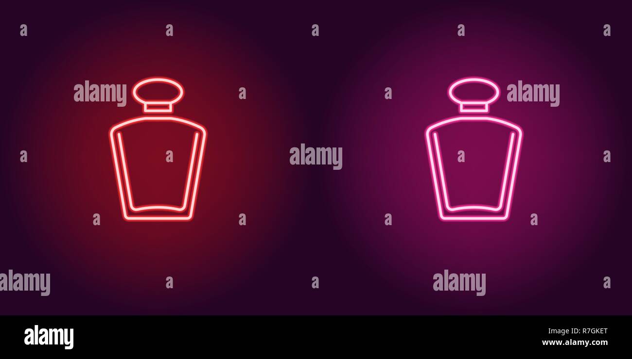 Neon perfume bottle, glowing icon. Vector illustration of perfume ...