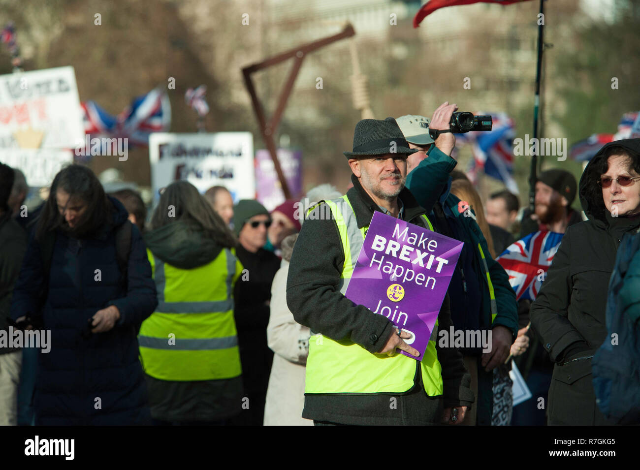 EDL Brexit means Exit March Dec 9th 2018 Stock Photo