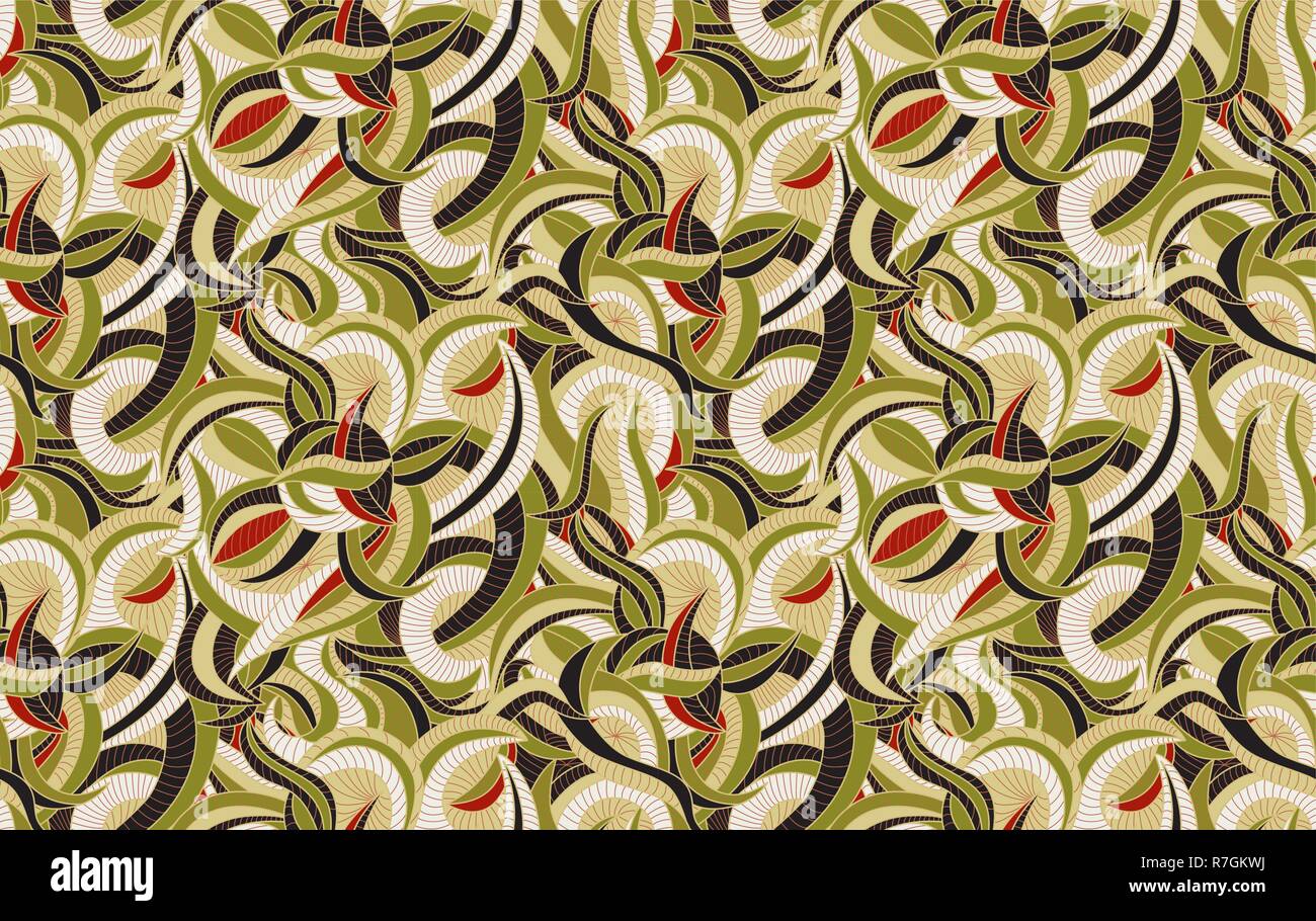 Seamless pattern with fantastic plant curves Stock Vector