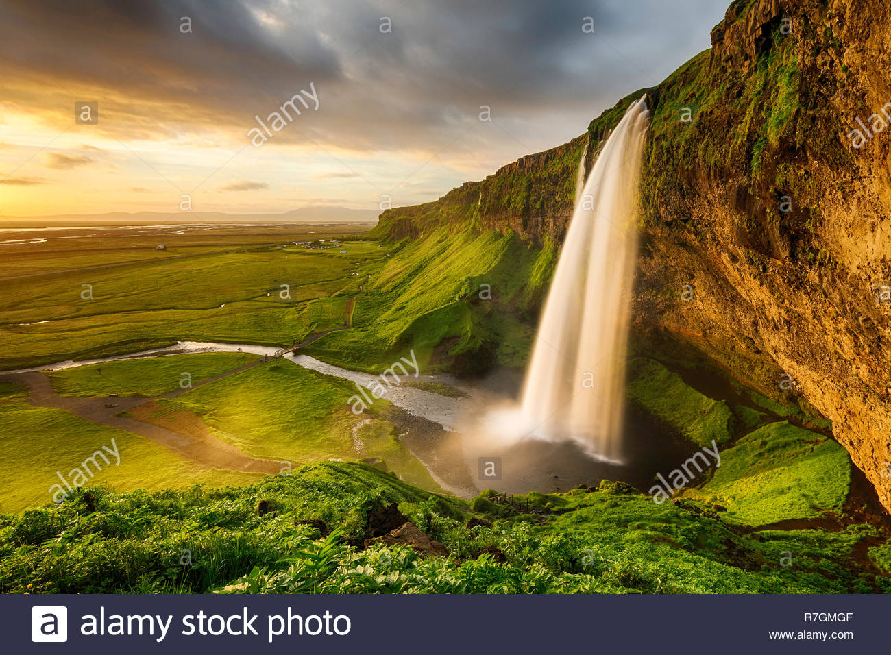 Seljalandsfoss Waterfall In Summer Iceland Stock Photo Alamy