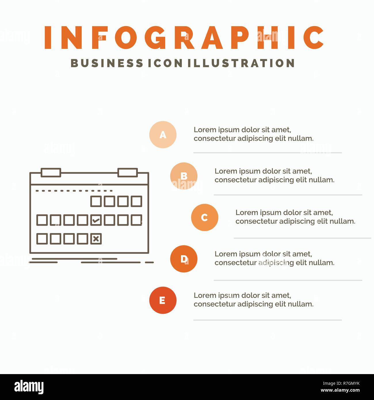 Calendar, date, event, release, schedule Infographics Template for Website and Presentation. Line Gray icon with Orange infographic style vector illus Stock Vector