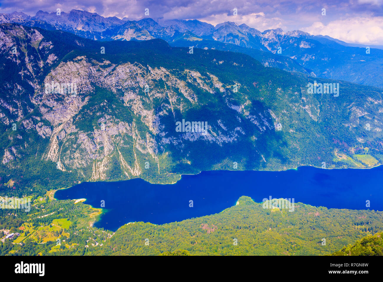 Lake and valley view. Stock Photo