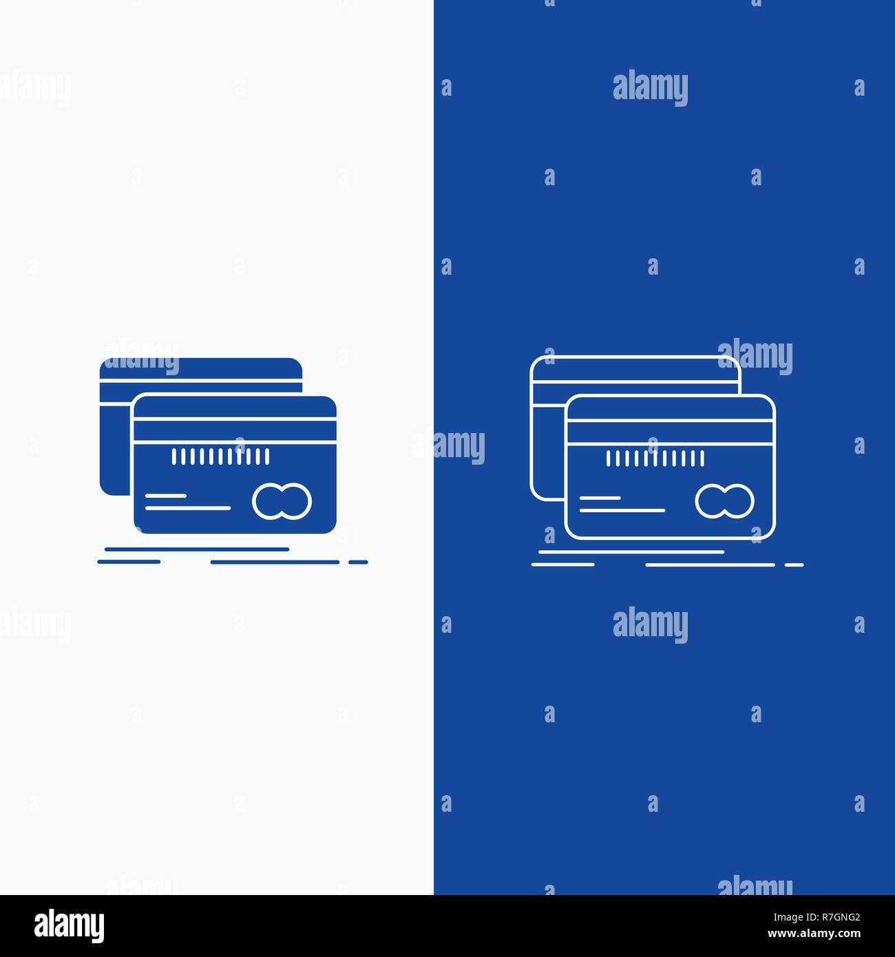 Banking Card Credit Debit Finance Line And Glyph Web Button In