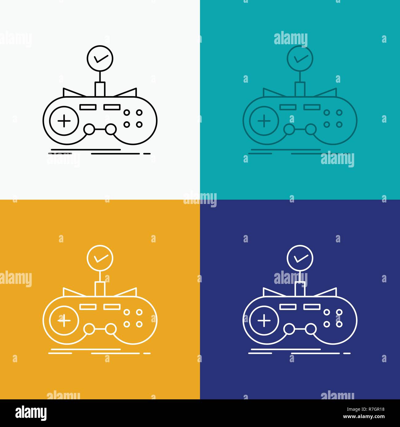 Check, controller, game, gamepad, gaming Icon Over Various Background