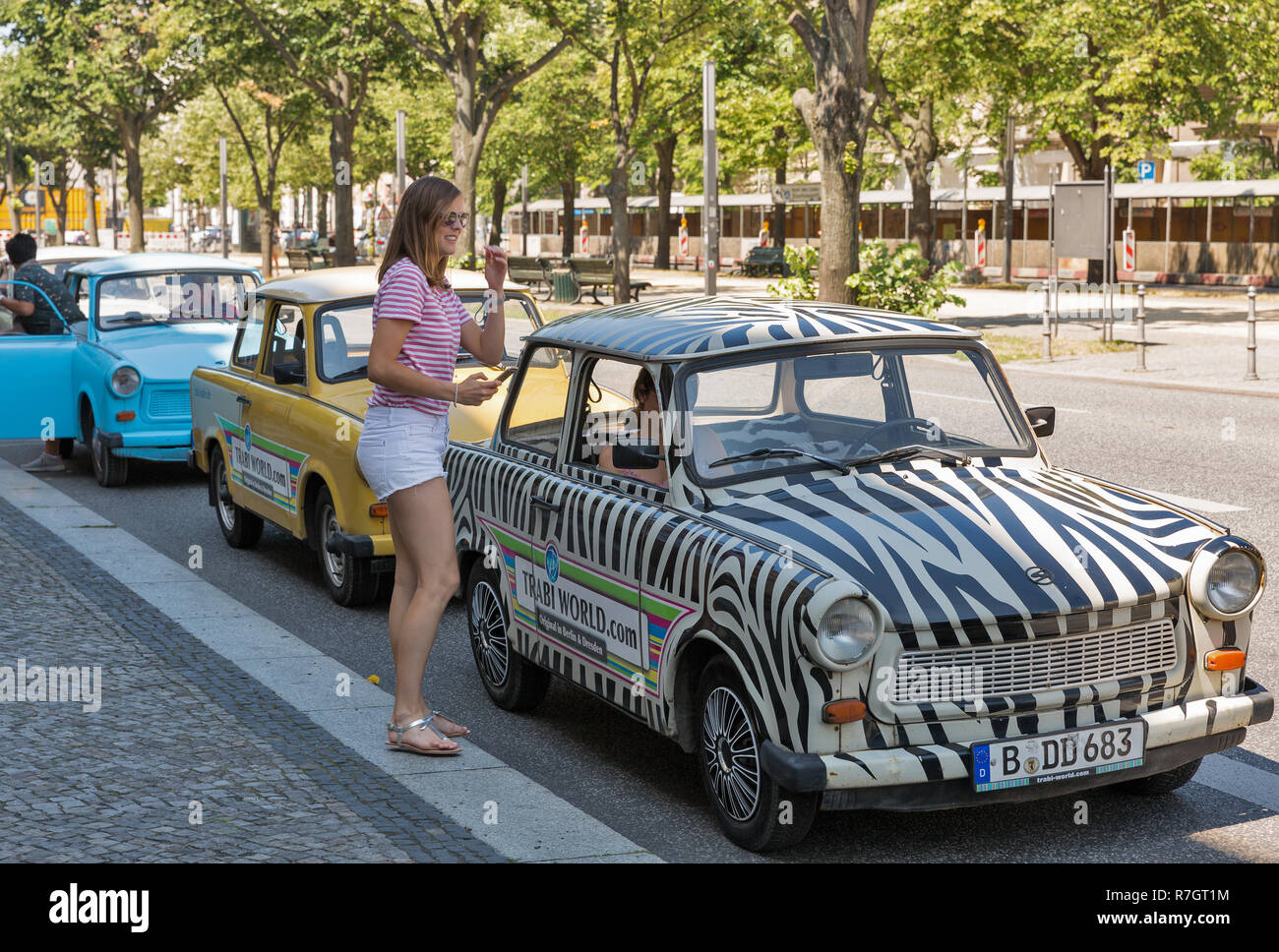 BERLIN, GERMANY - JULY 14, 2018: People participate in the Trabant ...