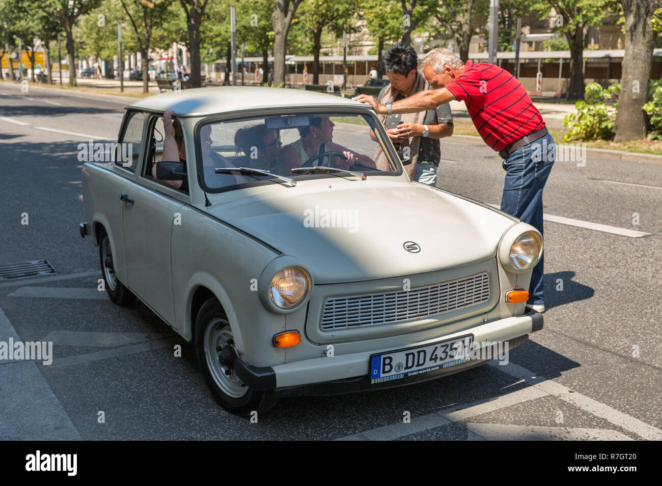 BERLIN, GERMANY - JULY 14, 2018: People participate in the Trabant ...
