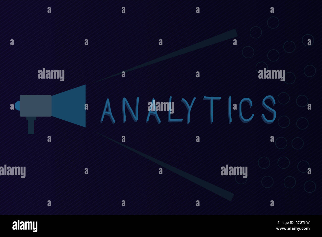 Text sign showing Analytics. Conceptual photo systematic computational analysis of data statistics or infos Megaphone Extending Loudness and Volume Ra Stock Photo