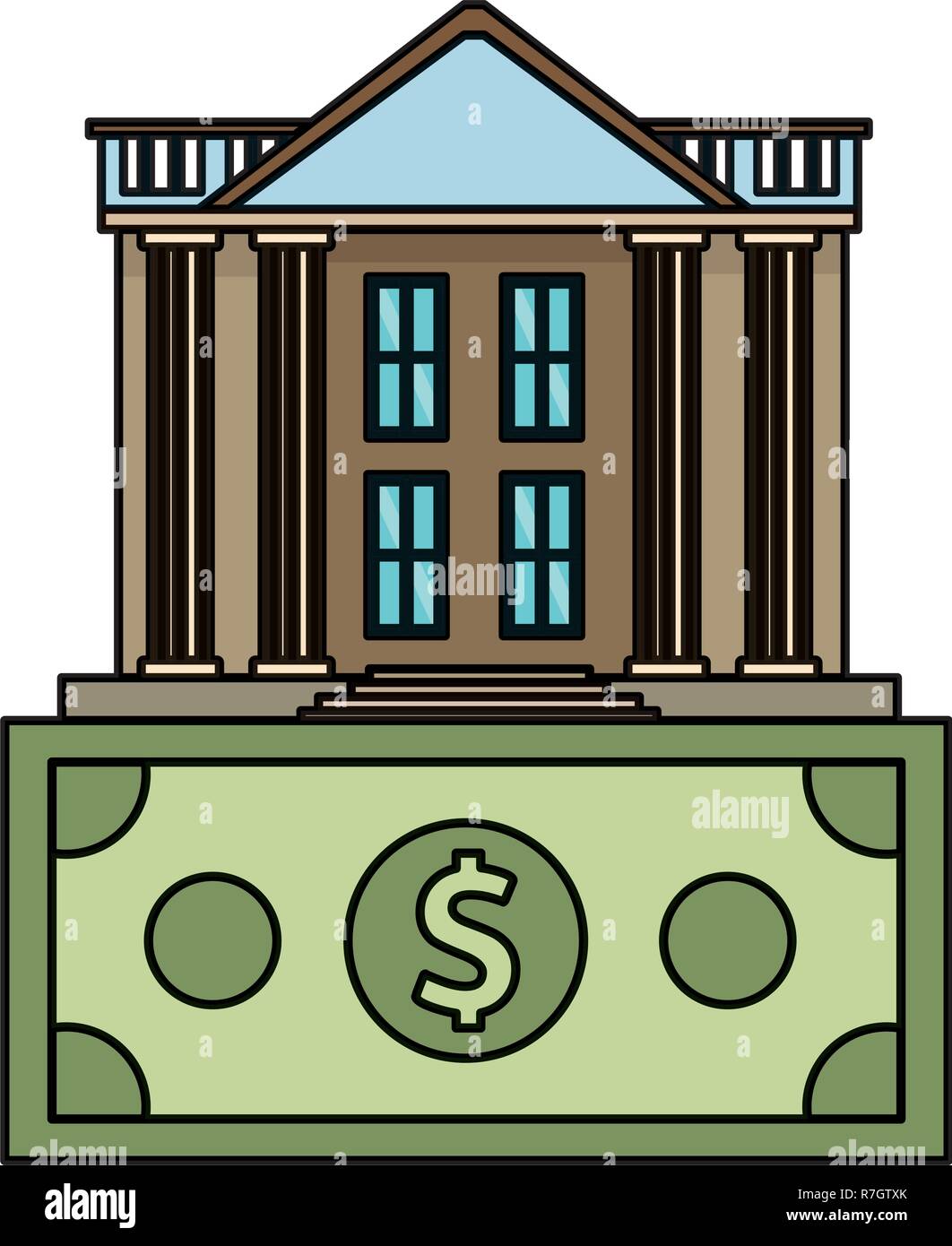 Bank building with money symbol Stock Vector Image & Art - Alamy