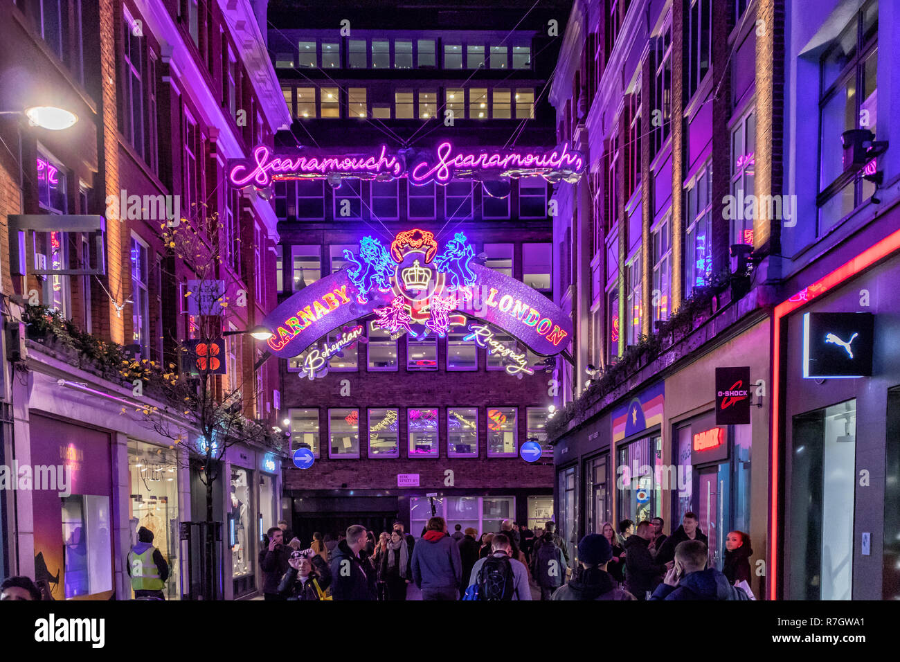 Carnaby Street Christmas lights, Queen - Bohemian Rhapsody theme Stock  Photo - Alamy