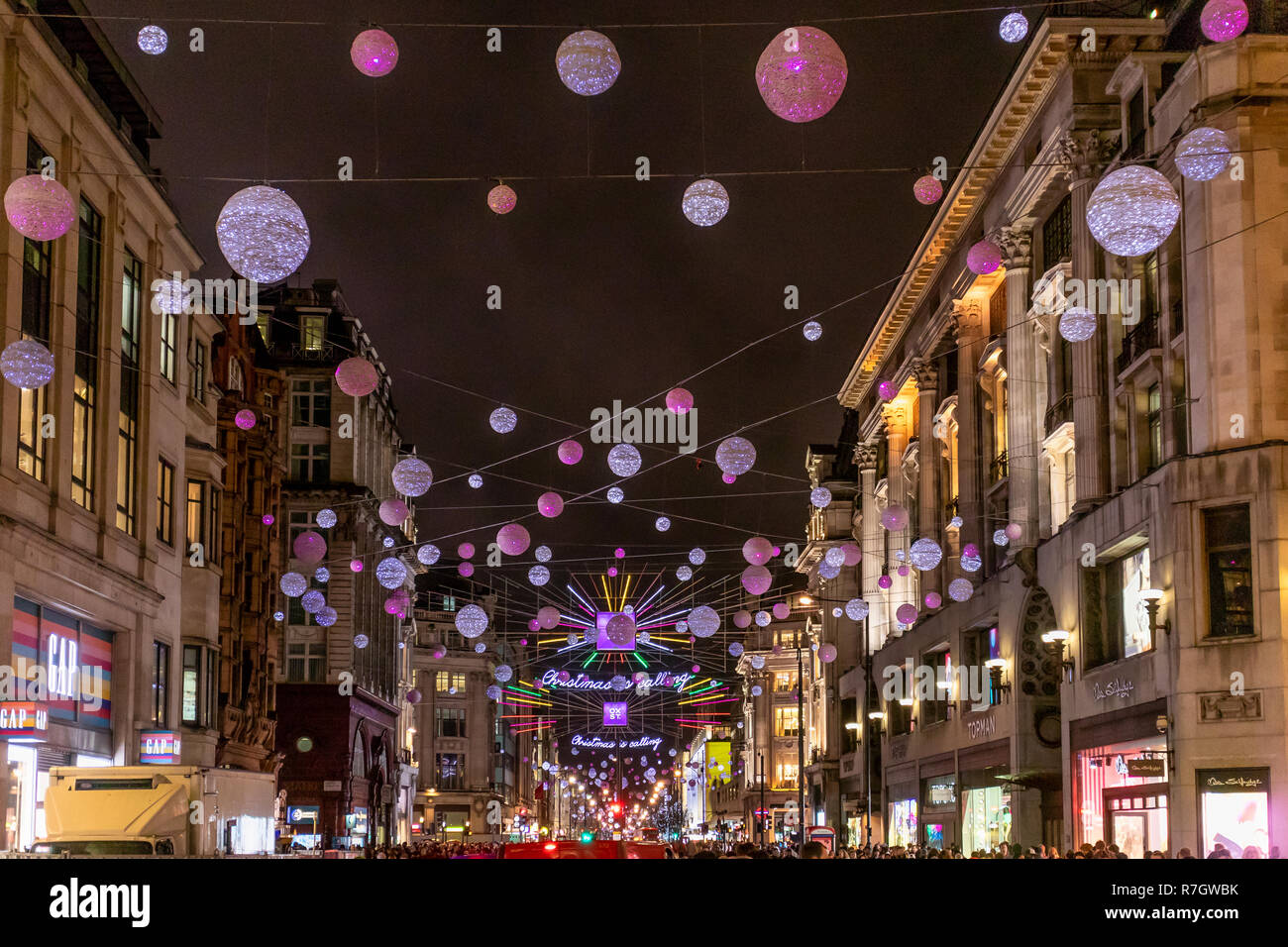 Christmas Lights in London, UK Stock Photo