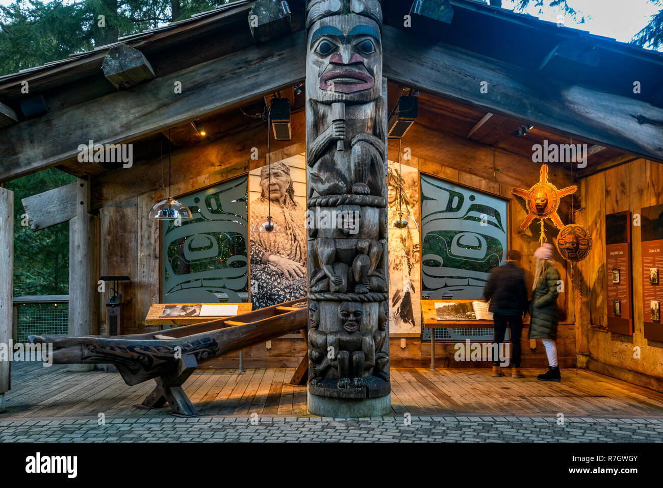 Kia"Palano First Nations exhibit, Capilano Suspension Bridge Park, North Vancouver, British Columbia, Canada Stock Photo