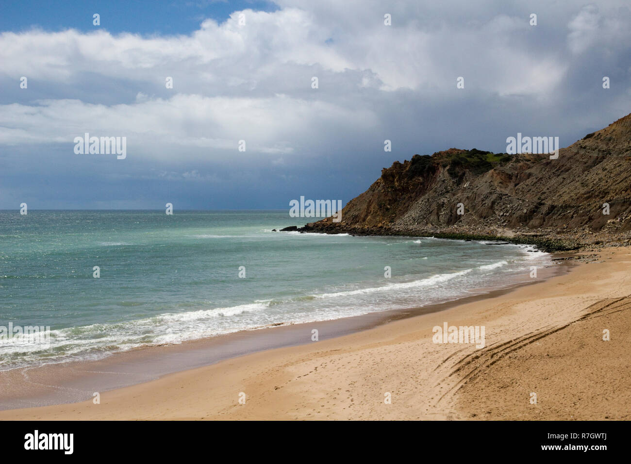 Burgau Beach, on the west coast of the Algarve, Portugal Stock Photo