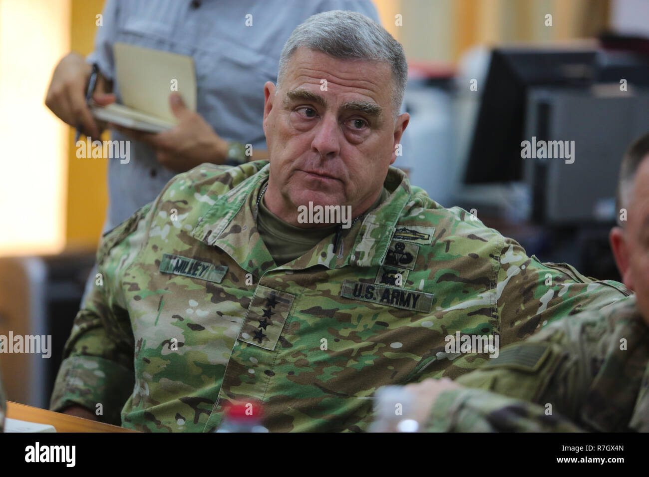 U.S. Army Chief of Staff Gen. Mark Milley during a visit to the Baghdad Operations Center August 15, 2018 in Baghdad, Iraq. Milley was chosen by President Donald Trump on December 8, 2018 to be the next Chairman of the Joint Chiefs. Stock Photo