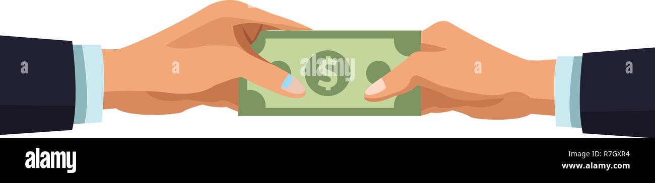 Businessmen hands with money Stock Vector Image & Art - Alamy