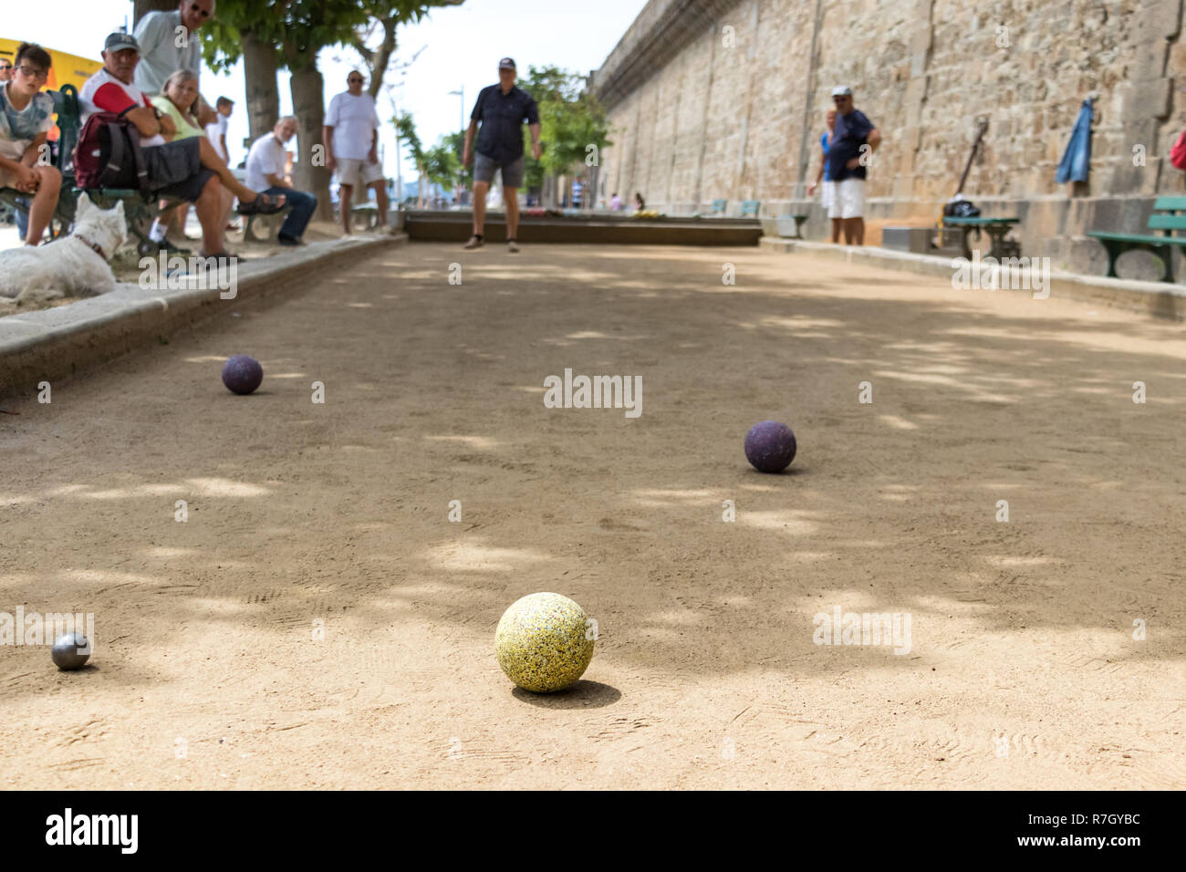 Competitors play competition Pétanque at La 50 Ans de Boule Printanière,  in Pezenas, France, July 24, 2019 Stock Photo - Alamy