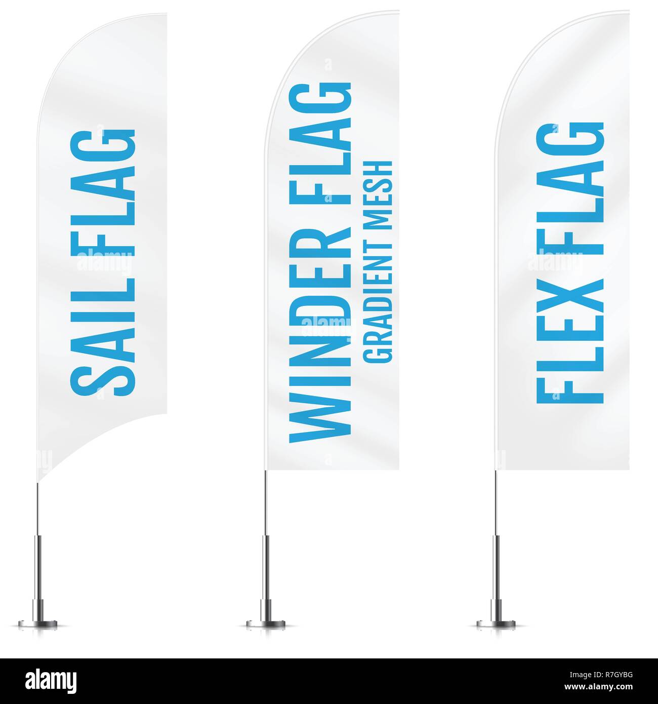 Download White textile sail, winder and flex banner flags. Banner flag mockups set. Set of vector ...
