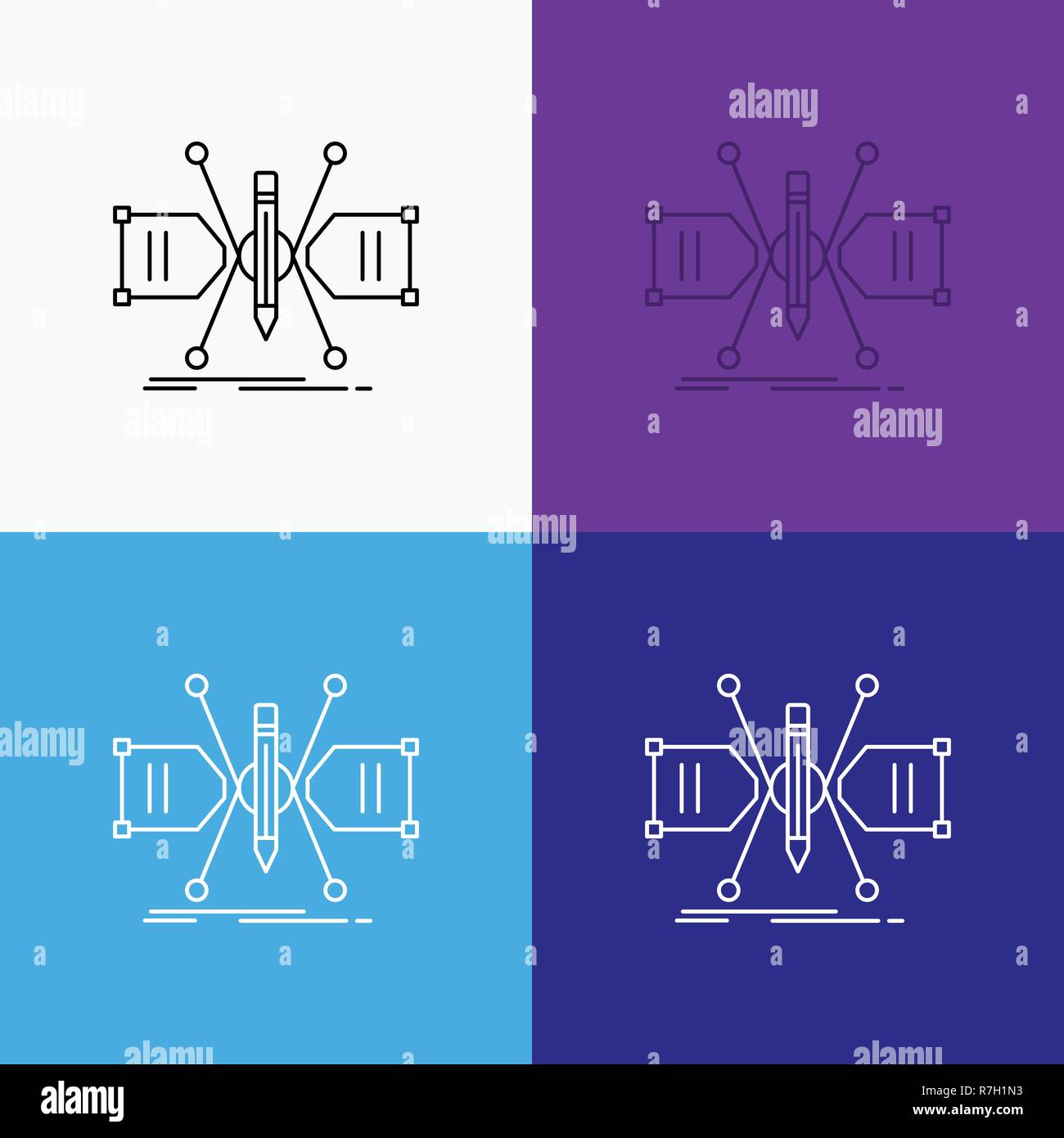 Architect Constructing Grid Sketch Structure Icon Over