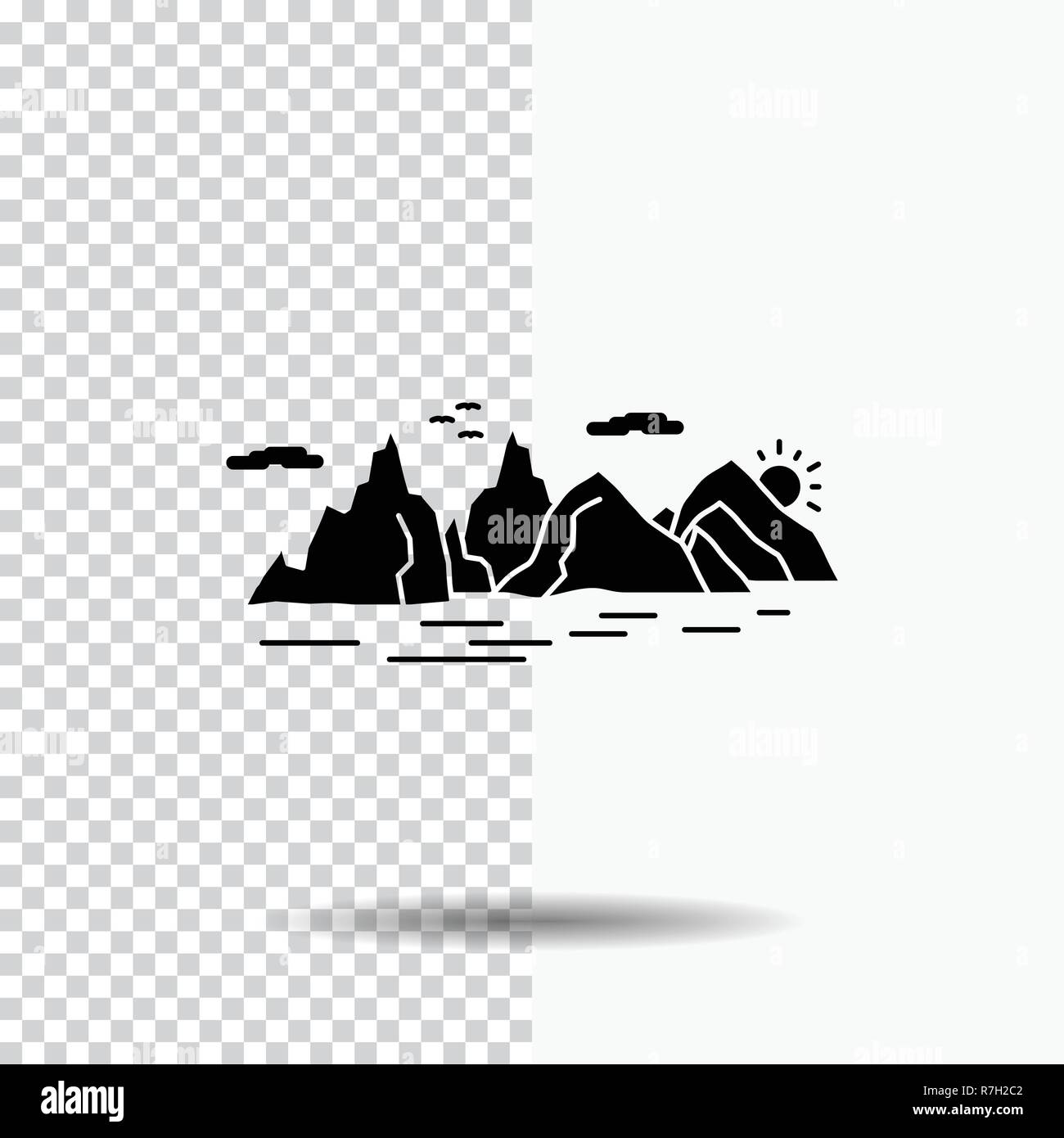 Mountain, hill, landscape, nature, cliff Glyph Icon on Transparent ...