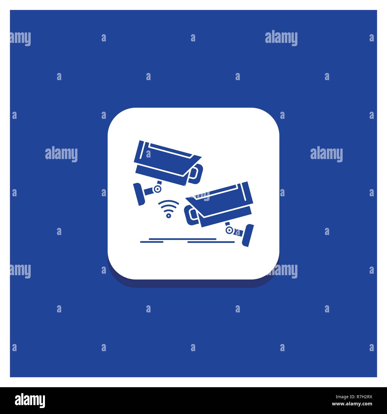 Blue Round Button for CCTV, Camera, Security, Surveillance, Technology