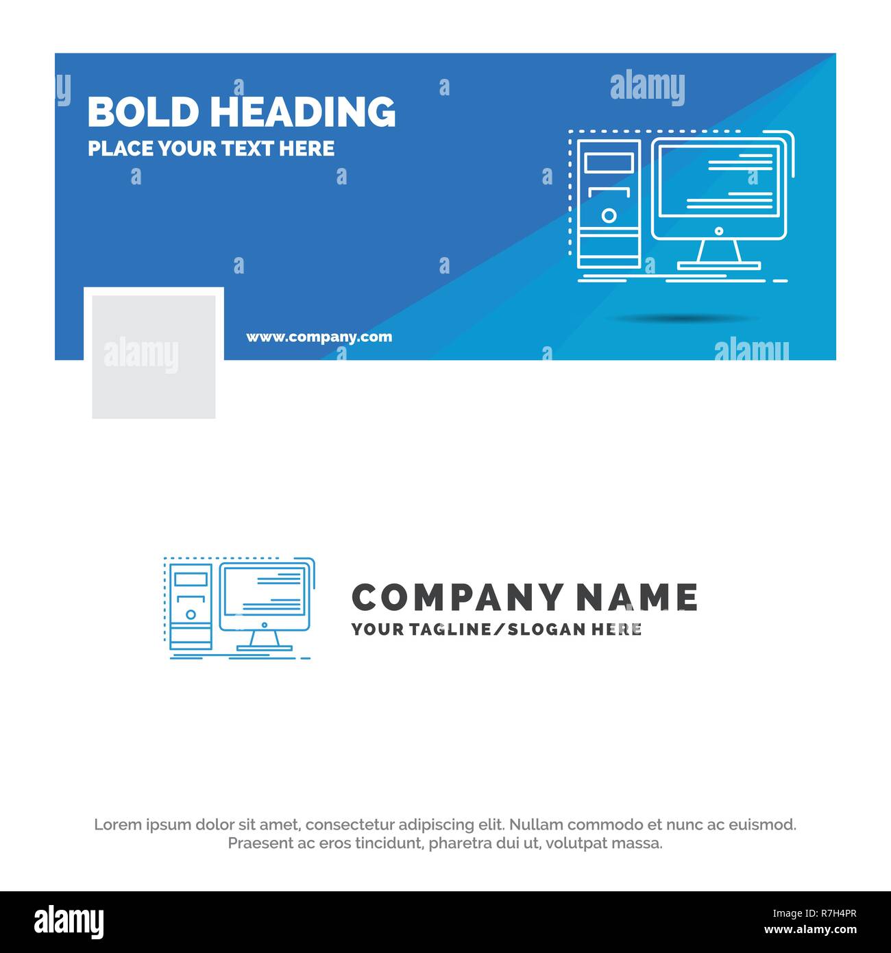 Blue Business Logo Template for Computer, desktop, hardware