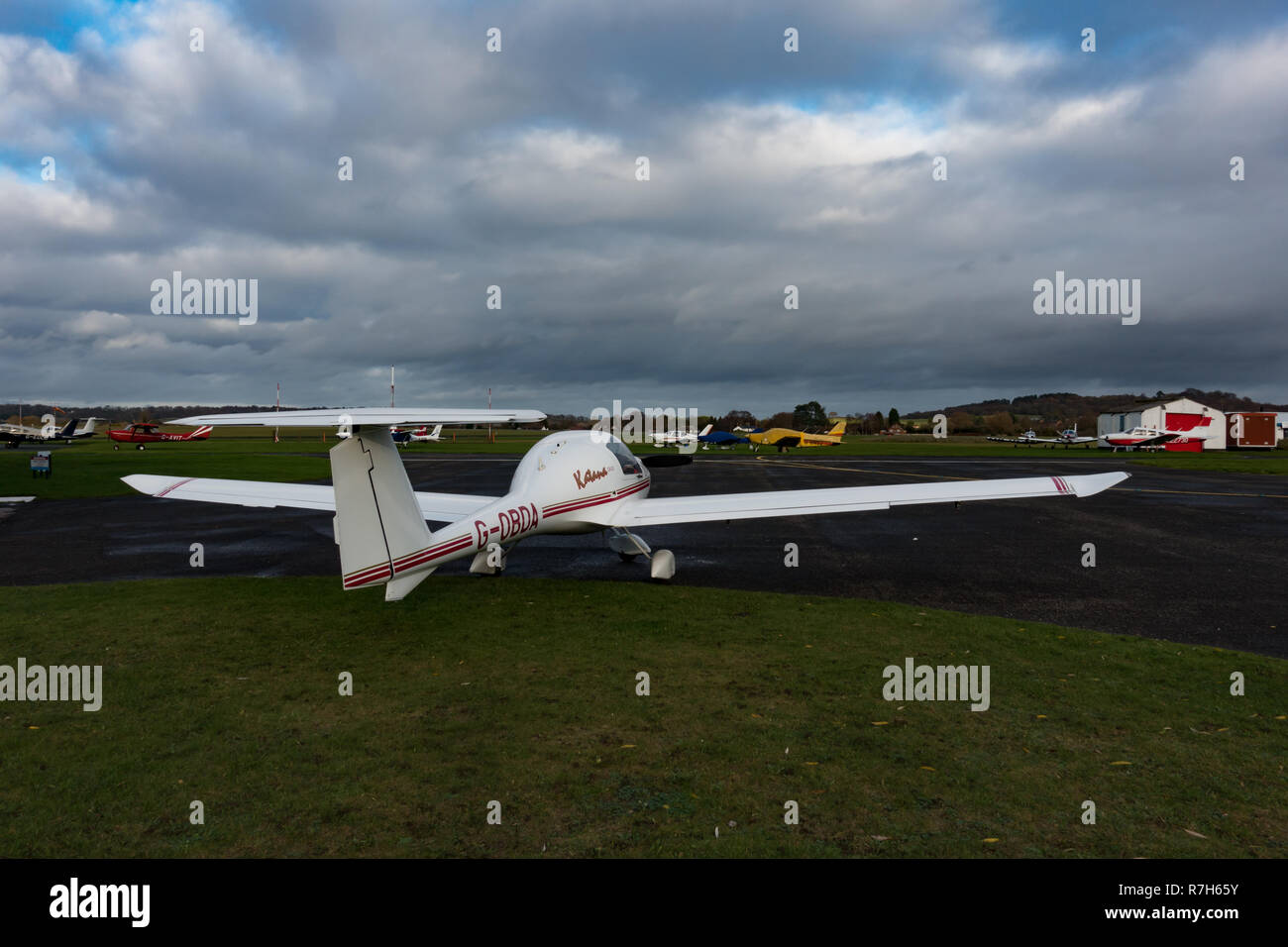 Parked Light aircraft, Halfpenny Green Wolverhampton Airport, Staffordhsire, UK Stock Photo