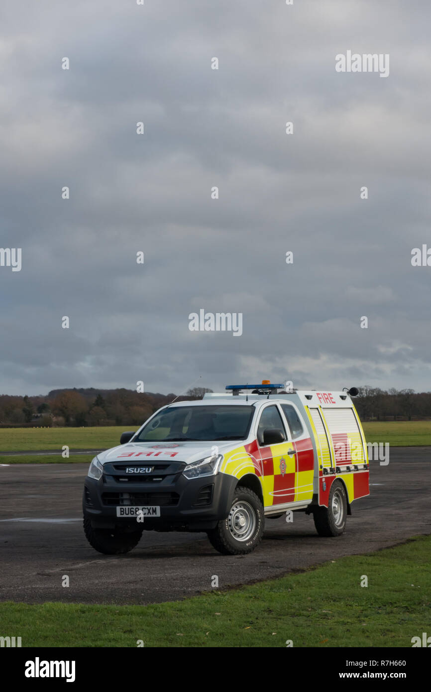 Isuzu Fire Truck at Wolverhampton, Halfpenny Green Airport, Bobbongton, Staffordshire, UK Stock Photo
