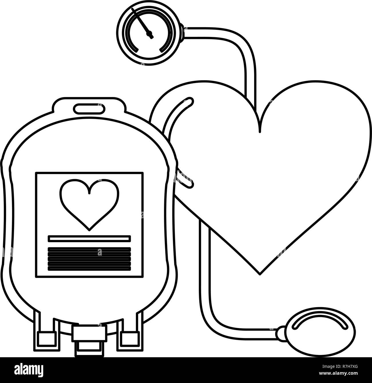 Blood donation campaign elements black and white Stock Vector Image ...