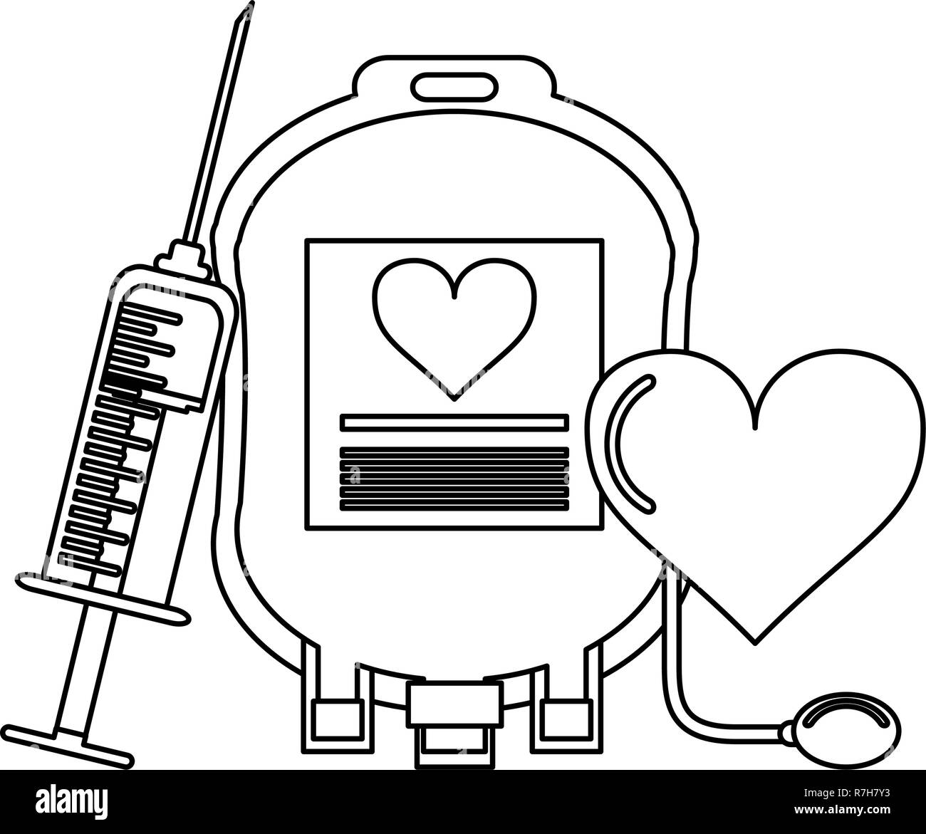 Blood donation campaign elements black and white Stock Vector Image ...