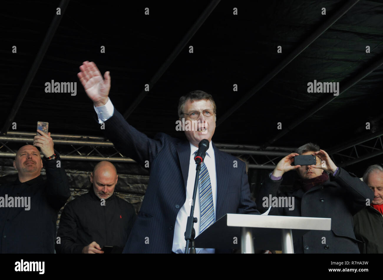 London, UK. 09th Dec, 2018. Ukip leader, Gerard Batten, addresses Ukip supporters in London. Ukip and leave the EU voters are angry with PM Theresa May's poor exit deal with Europe. Credit: Dario Earl/Alamy Live News Stock Photo
